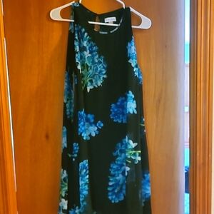 Calvin Klein Black Dress with Blue Floral Design
